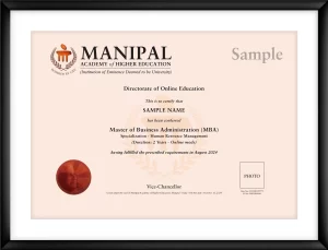 Manipal Online MBA Degree Certificate