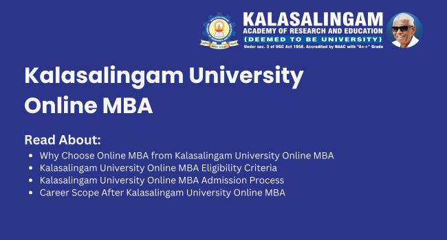 Kalasalingam University Online MBA admission